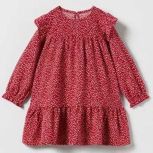 NWT Zara Kids Velvet Floral Rib Dress - 3-4T